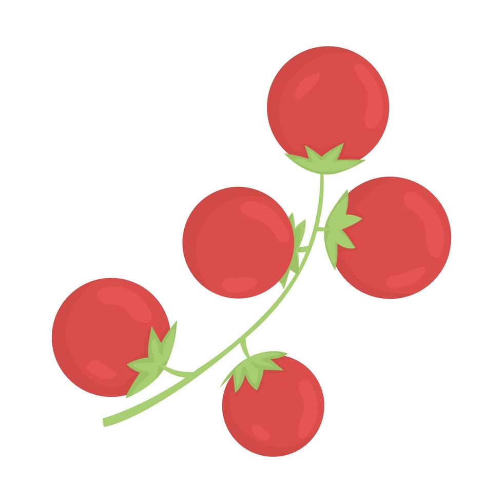 tomates cherry objeto vectorial de color semiplano. vegetales frescos. elemento editable. artículo de tamaño completo en blanco. ilustración de estilo de dibujos animados simple vegano para diseño gráfico web y animación vector