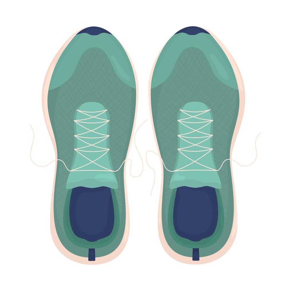 Sneakers semi flat color vector objects. Comfortable sports shoes. Editable elements. Full sized items on white. Simple cartoon style illustration for web graphic design and animation