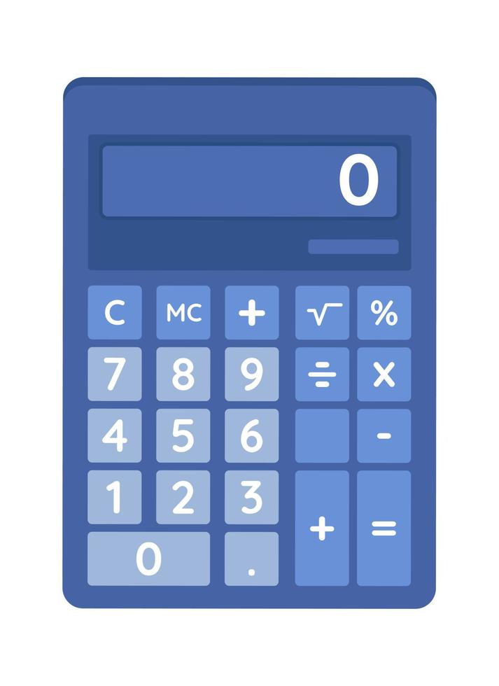 Calculator semi flat color vector object. Counting device. Editable element. Full sized item on white. Simple cartoon style illustration for web graphic design and animation