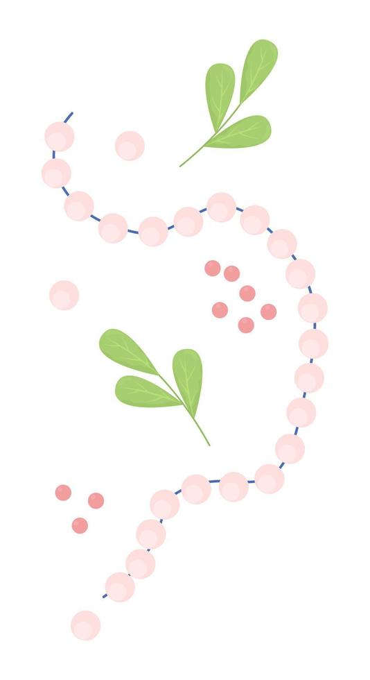 Necklace with leaves and berries semi flat color vector objects. Editable elements. Full sized items on white. Simple cartoon style illustration for web graphic design and animation