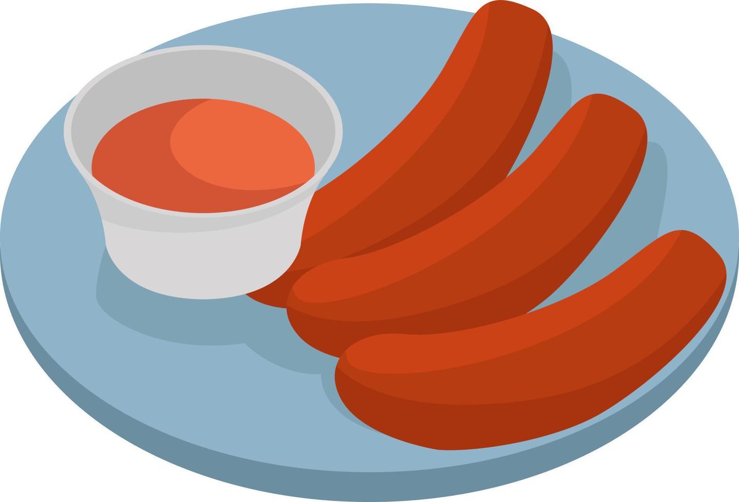 Bavarian sausage, illustration, vector on white background