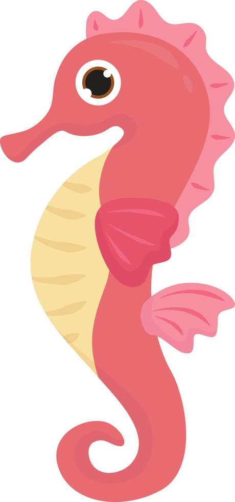 Caballito de mar rosa, ilustración, vector sobre fondo blanco.