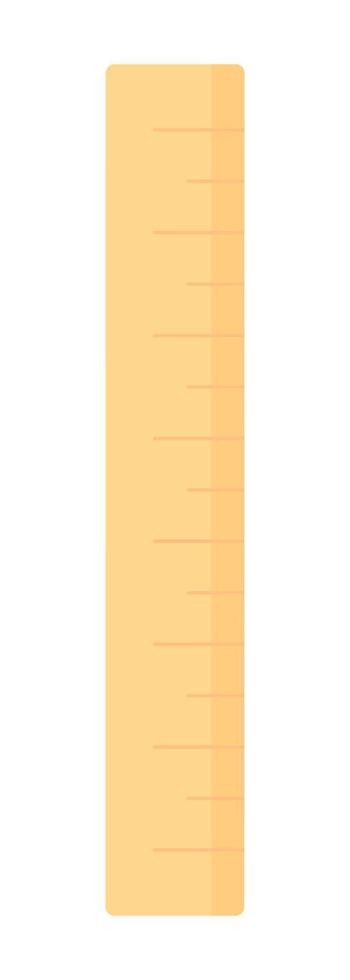 Ruler semi flat color vector object. School measure tool. Studying supplies. Editable element. Full sized item on white. Simple cartoon style illustration for web graphic design and animation