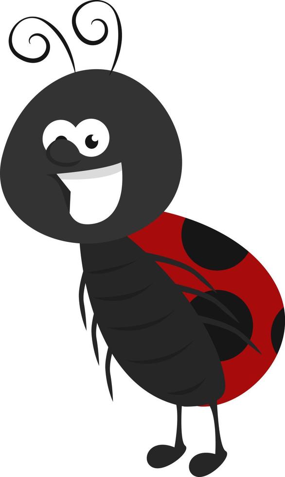 Ladybug in a very good mood, illustration, vector on a white background.