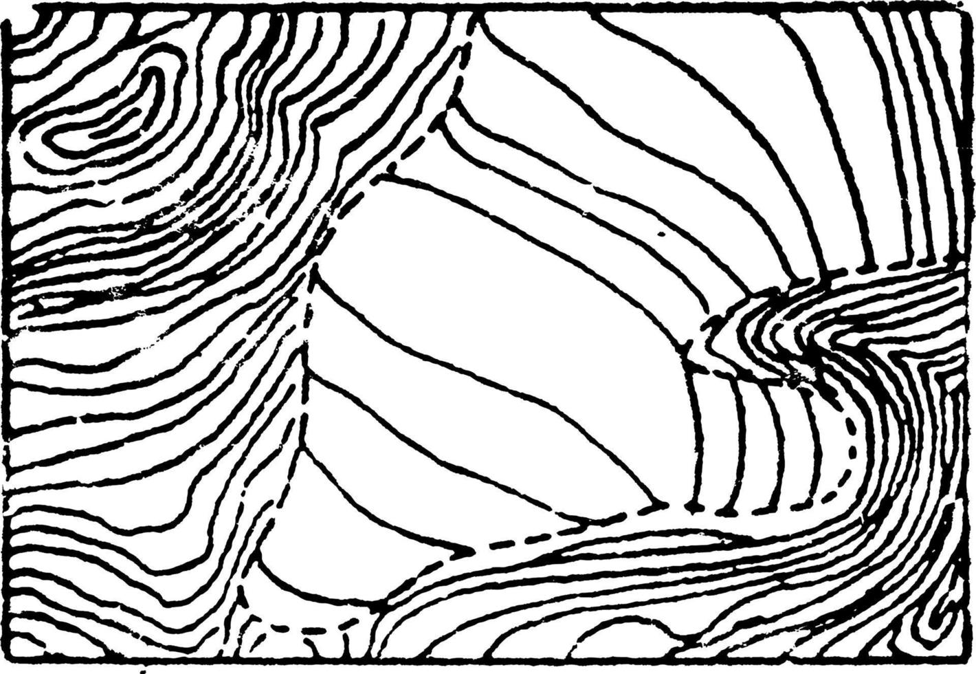 Glacier Contours, vintage illustration. vector