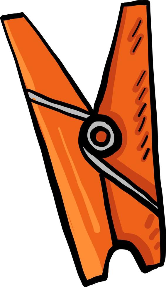 Orange clothespin, illustration, vector on white background