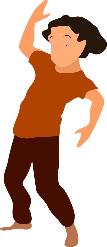 chica con camiseta naranja, ilustración, vector sobre fondo blanco.