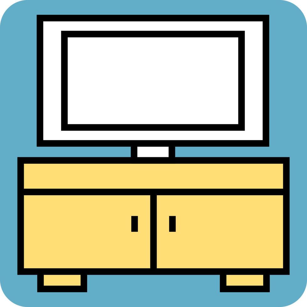 Yellow TV stand, illustration, vector, on a white background. vector