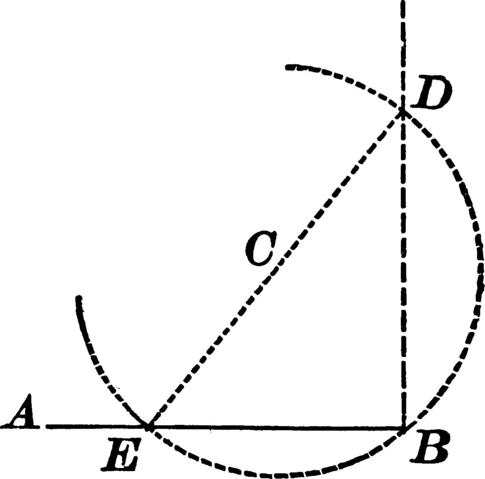 construcción de un triángulo rectángulo, ilustración vintage. vector