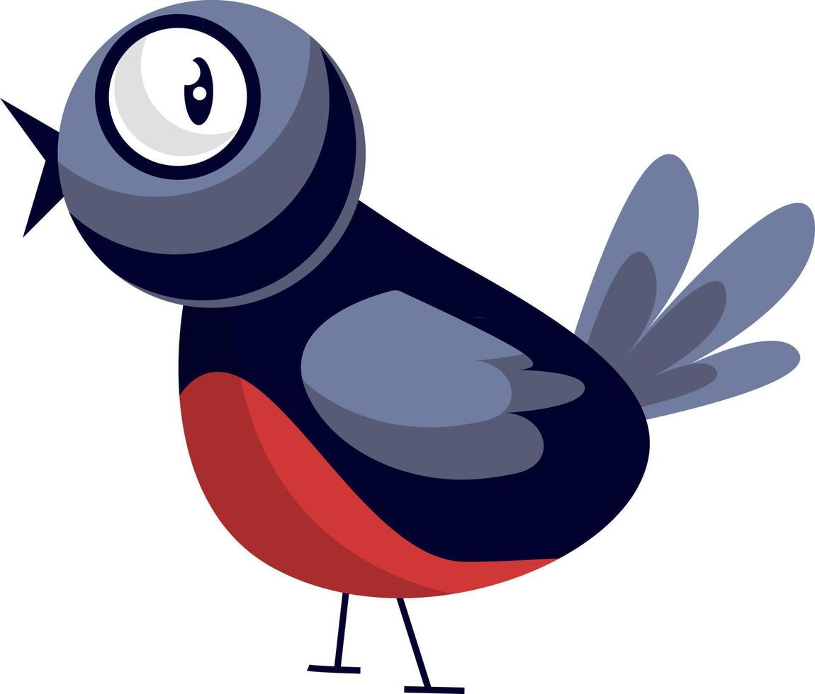 Ilustración de vector de pájaro de Navidad azul y rojo sobre un fondo blanco
