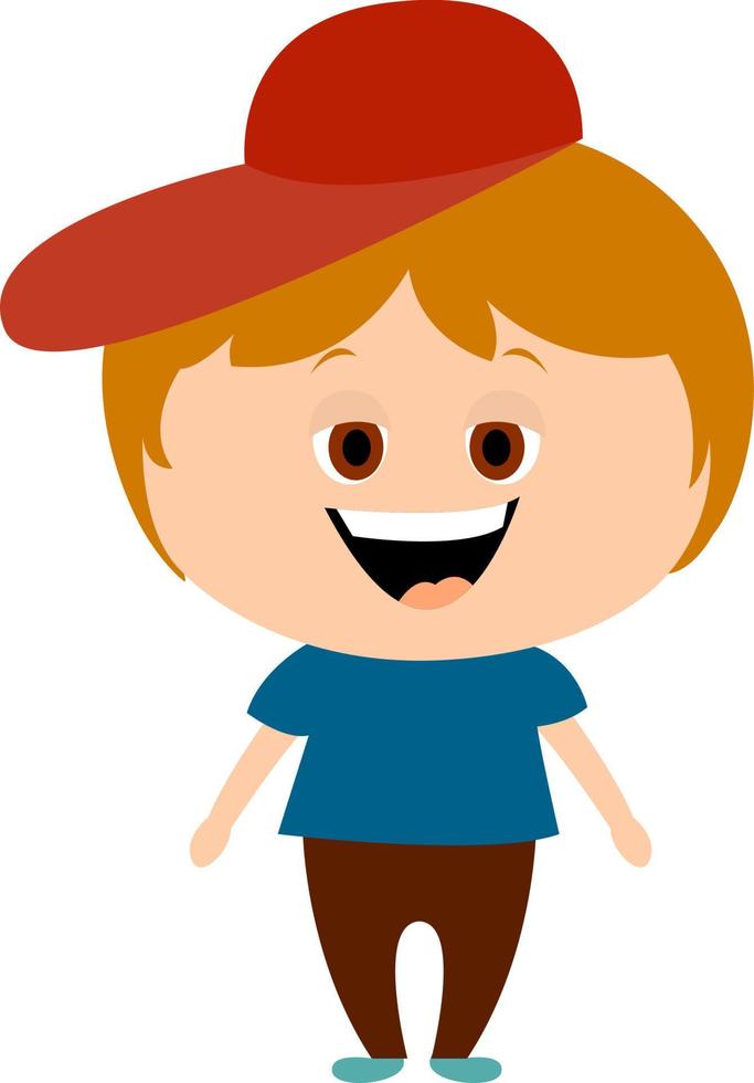 Boy with hat, illustration, vector on white background.