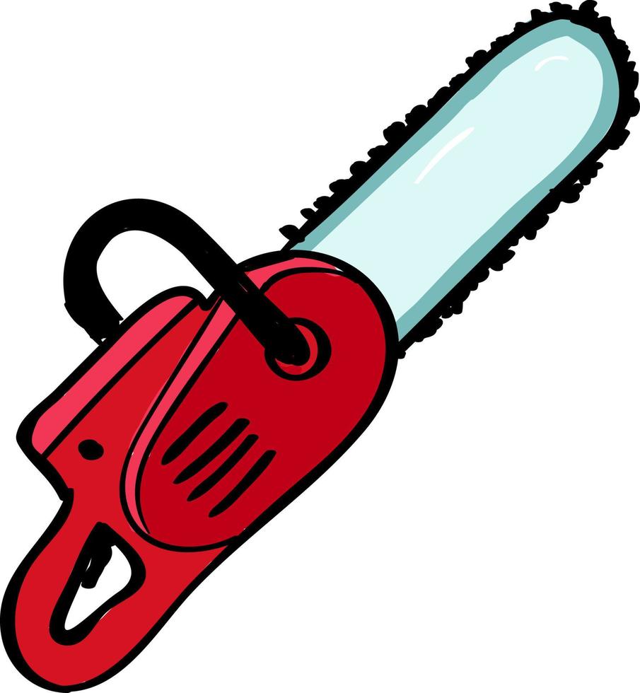 Chainsaw, illustration, vector on white background.