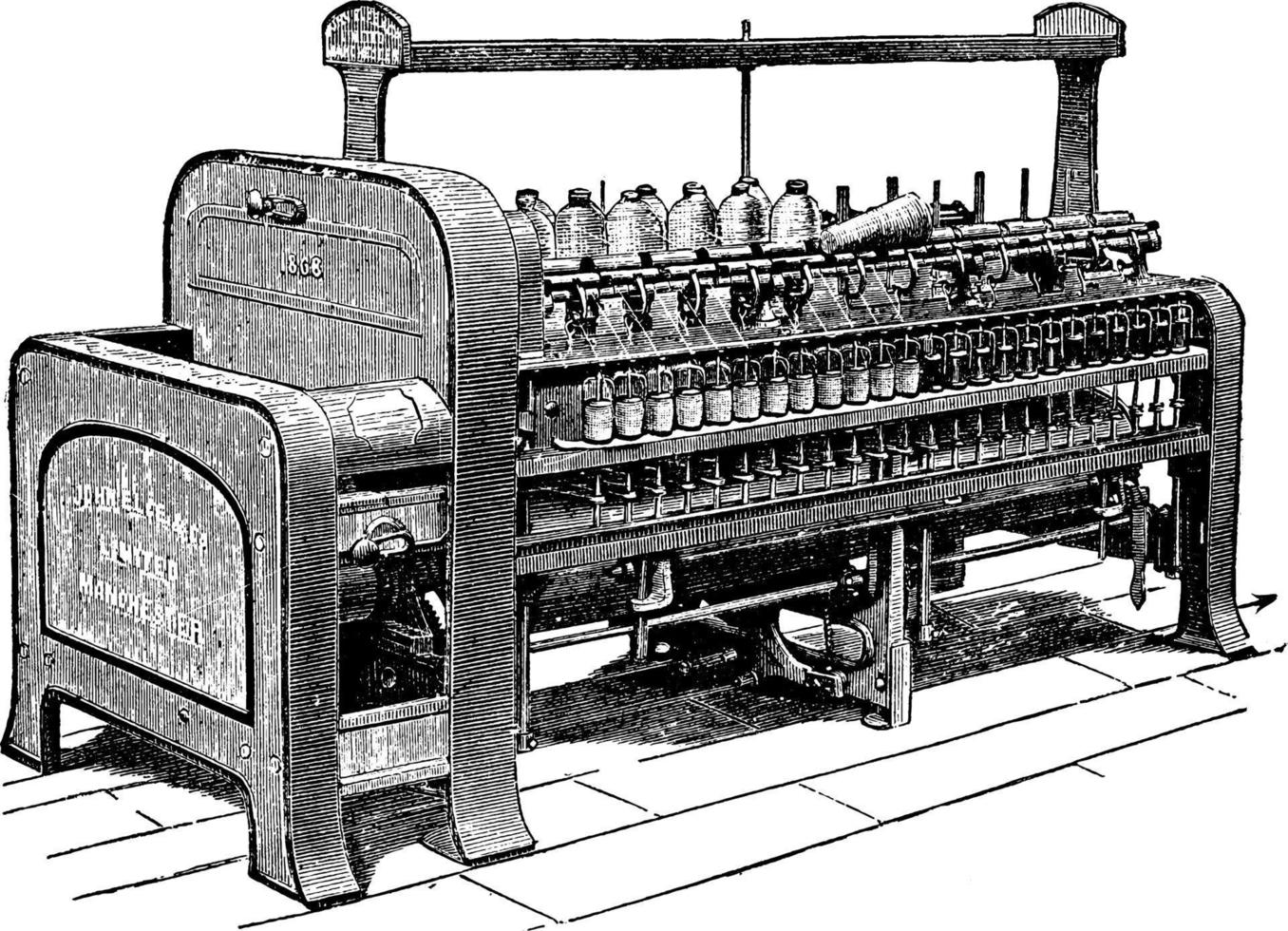 Throstle or The Spinning Frame, vintage illustration. 13476264 Vector