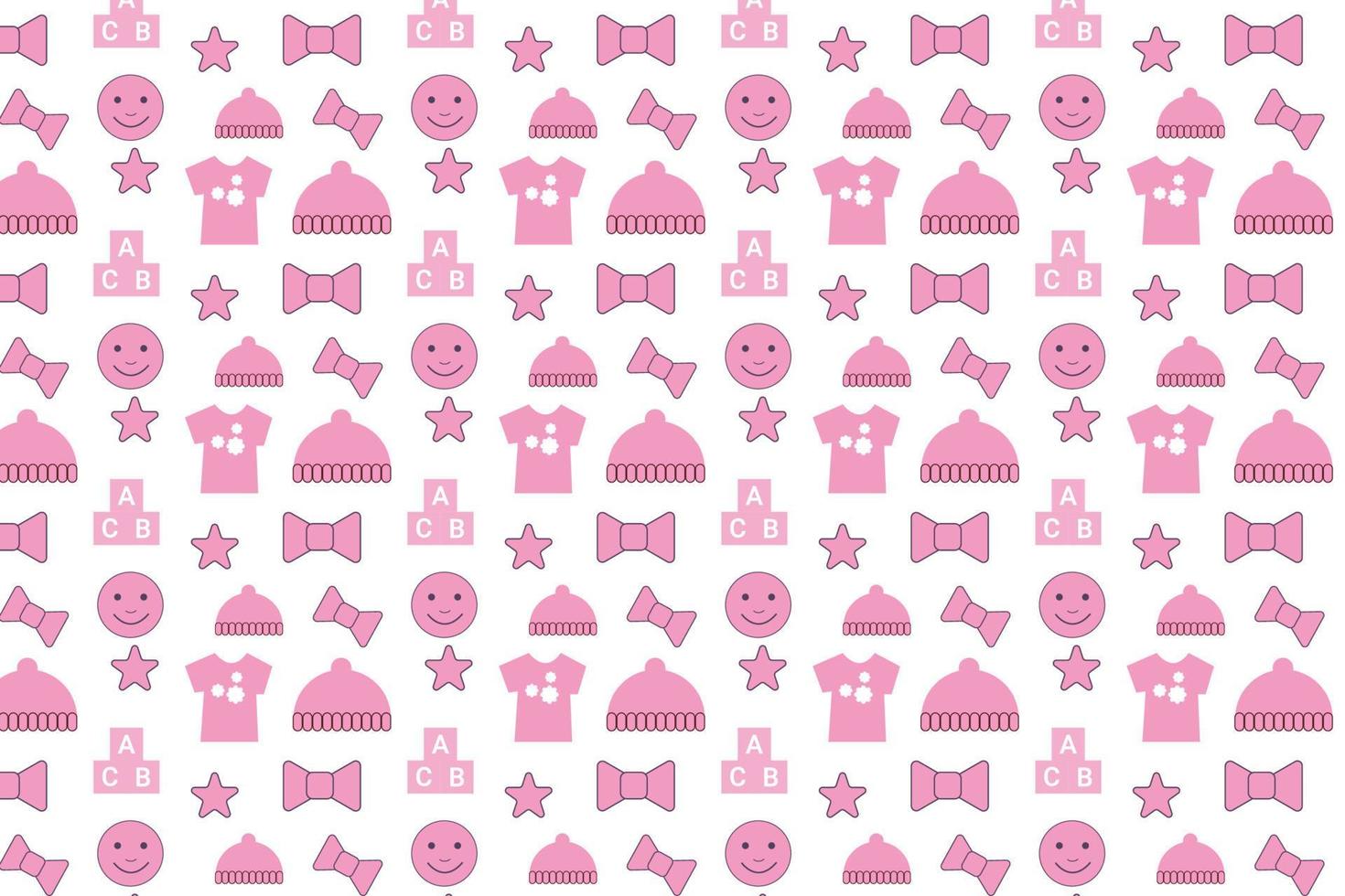 Seamless baby pattern decoration with pink toy elements vector for backdrops. Abstract childish pattern design for book covers, wallpapers, and backgrounds. Endless pattern vector with baby toys.