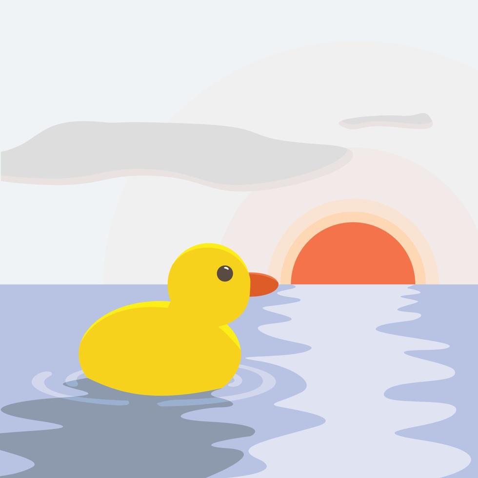 pato en el mar, ilustración, vector sobre fondo blanco.