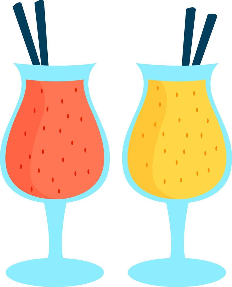 Two smoothies, illustration, vector on white background.
