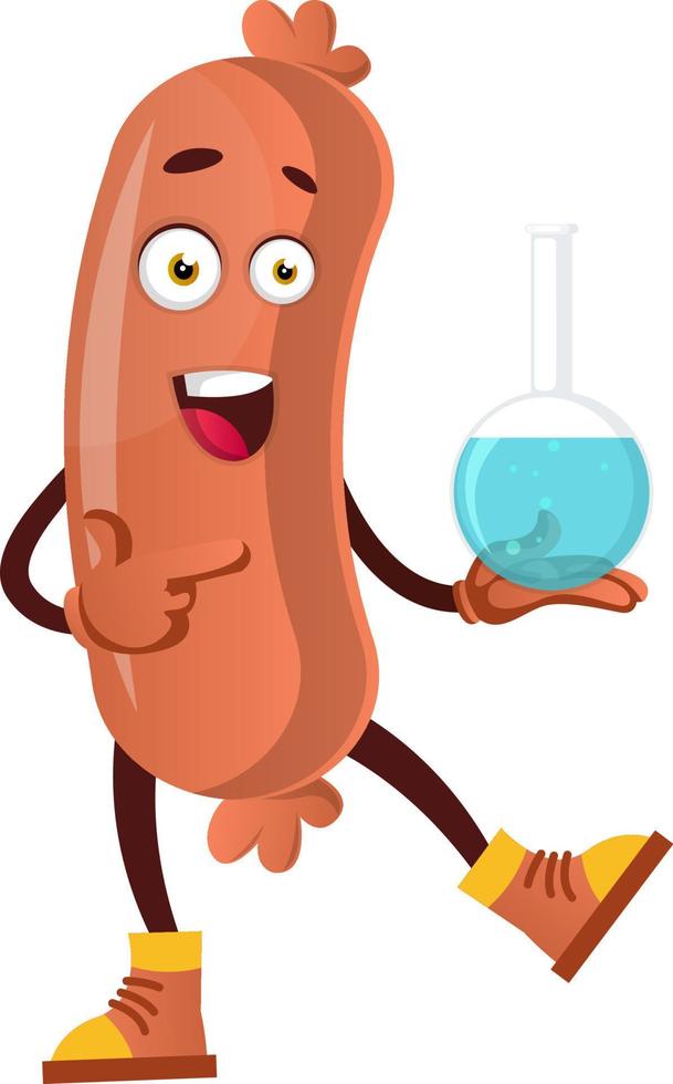 Sausage with tube, illustration, vector on white background.