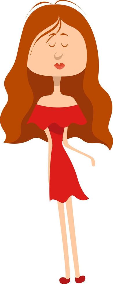 Girl in a red dress , illustration, vector on white background