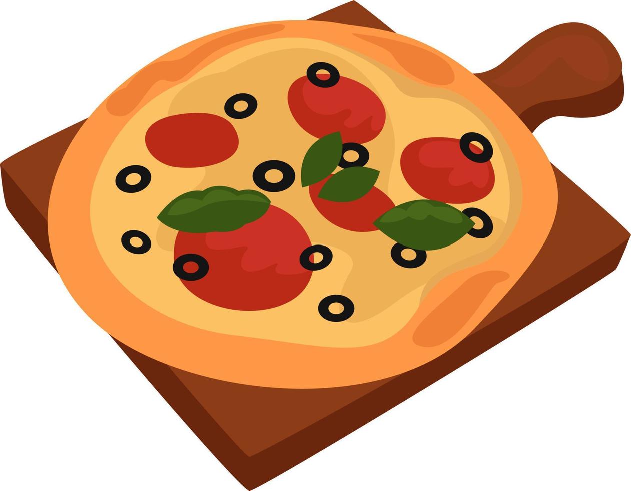 Delicious pizza, illustration, vector on white background