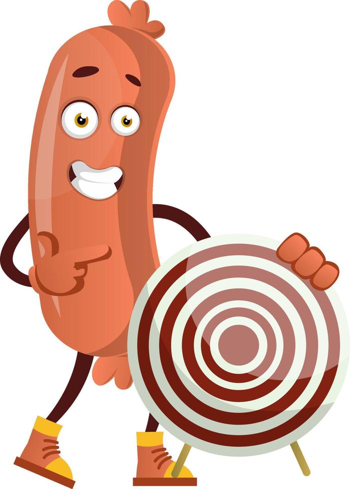 Sausage with target, illustration, vector on white background.