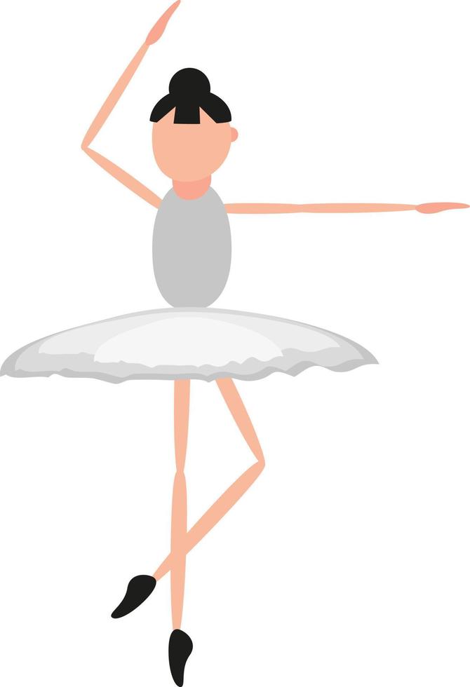 Jete ballet move, illustration, vector on a white background.