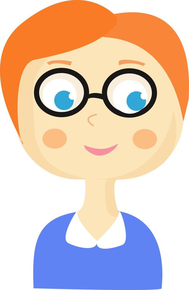 Madam with glasses, illustration, vector on white background.