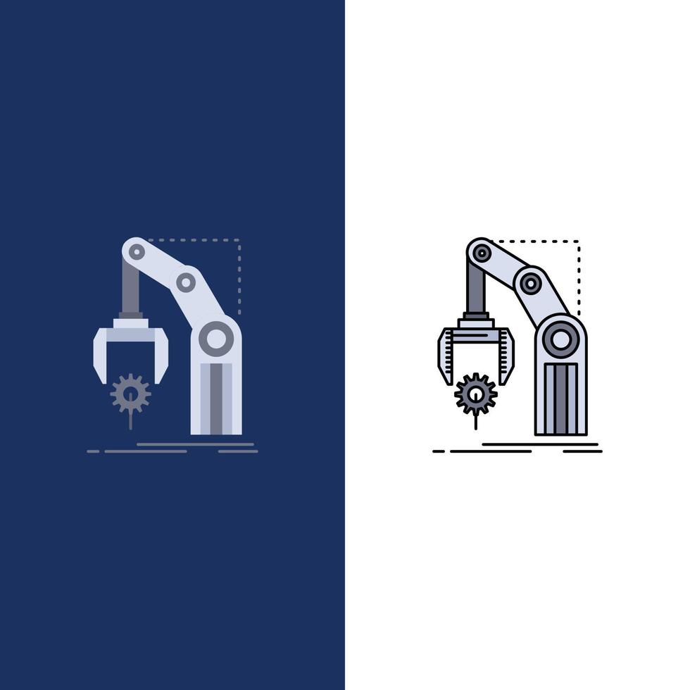 Automation factory hand mechanism package Flat Color Icon Vector