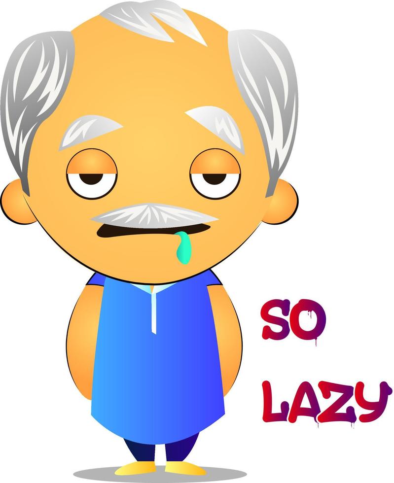 Lazy old man, illustration, vector on white background.