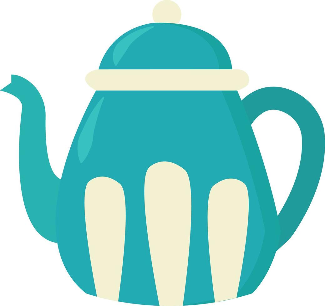 Blue tea pot, illustration, vector on white background.