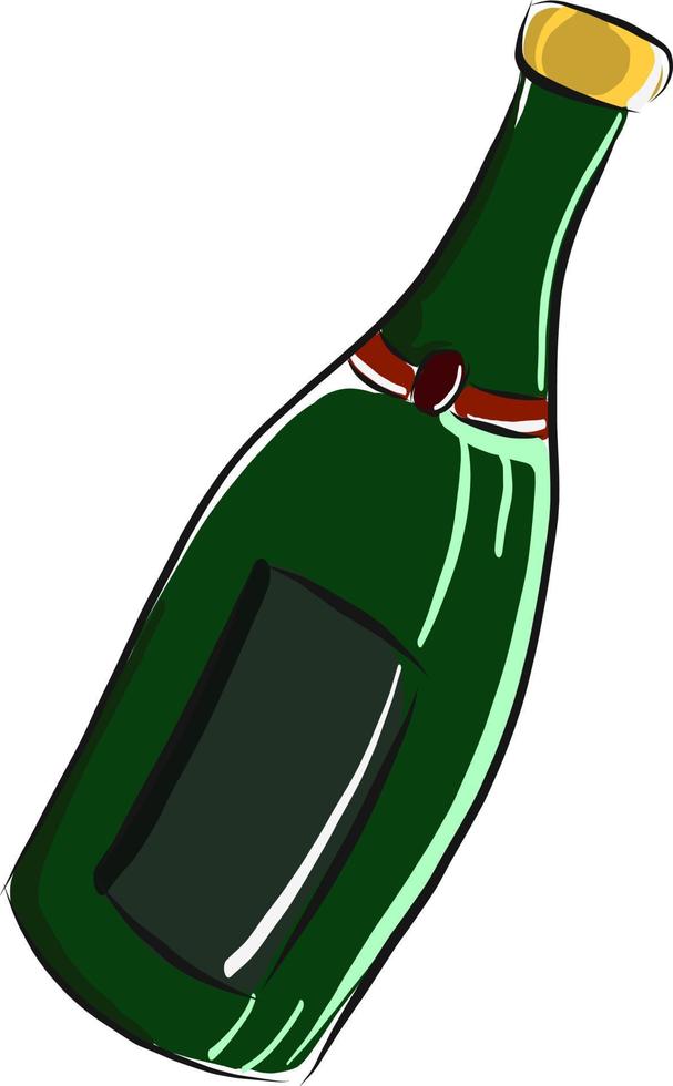 Bottle of champagne, illustration, vector on white background.