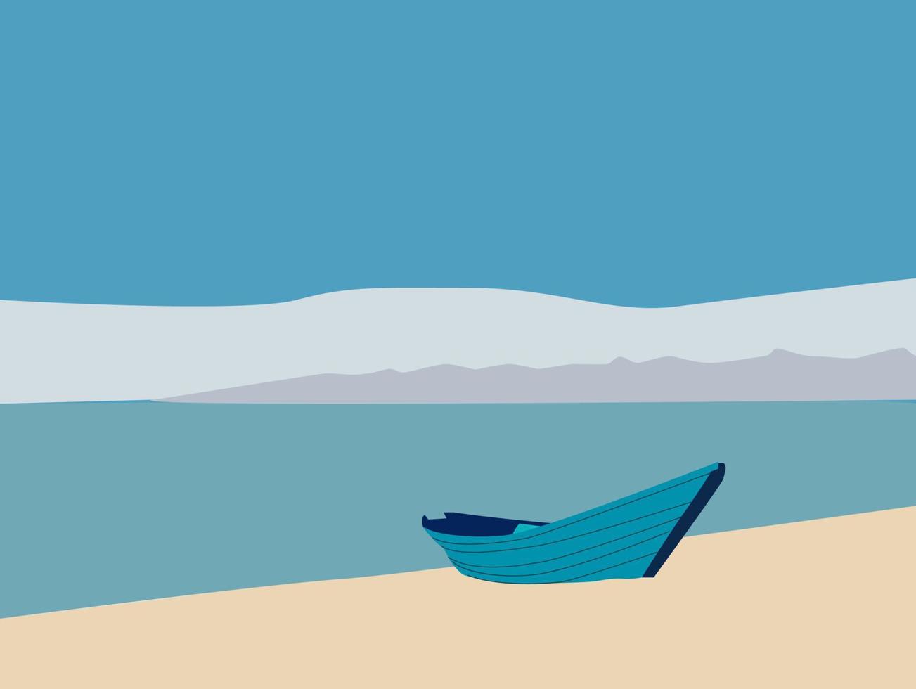 Blue boat, illustration, vector on white background.