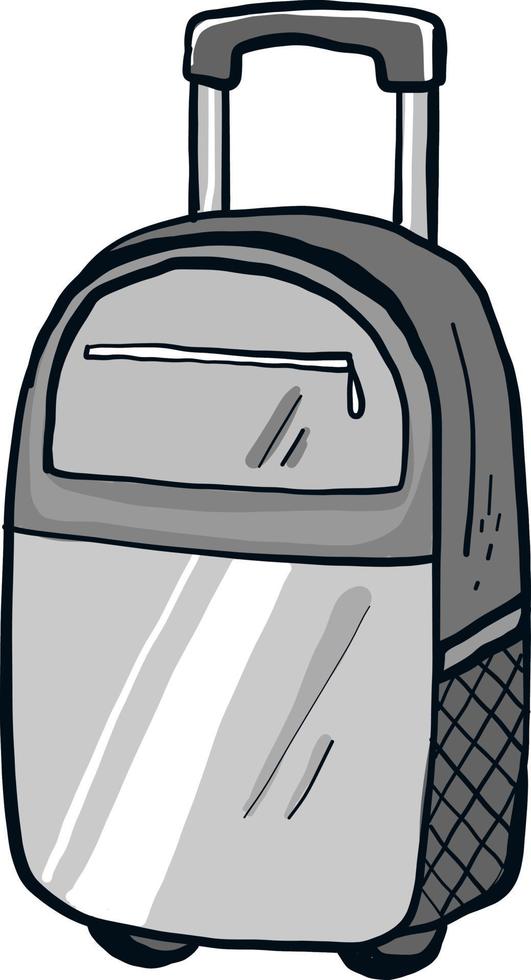 Grey interesting suitcase, illustration, vector on white background.