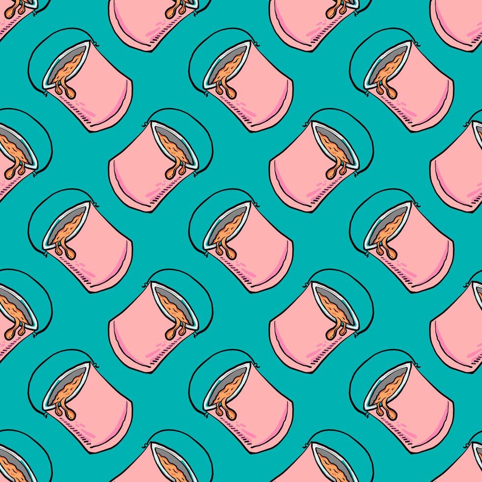 Can pattern, seamless pattern on blue background. vector