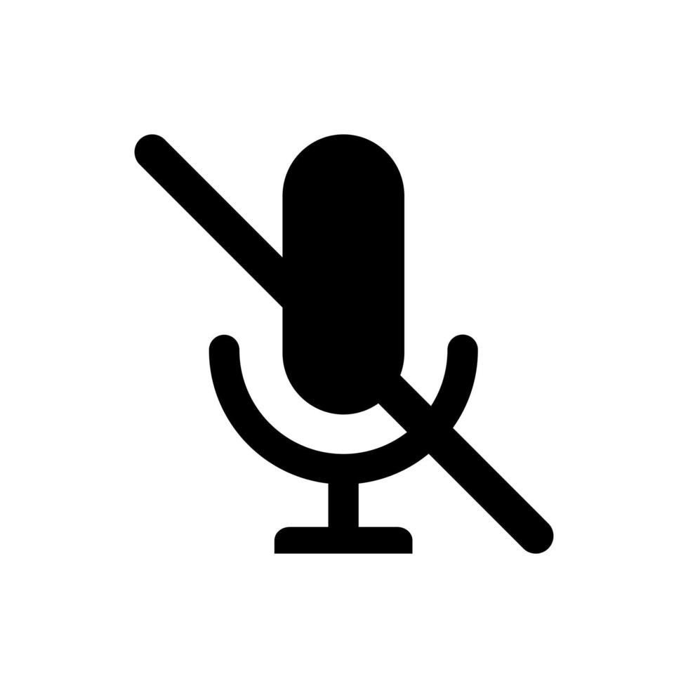 micrófono silenciado, sin vector de icono de micrófono aislado en fondo blanco