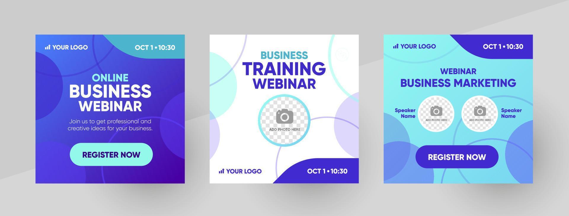 Business webinar social media post template. Background and illustration for social media banner design in vector. vector