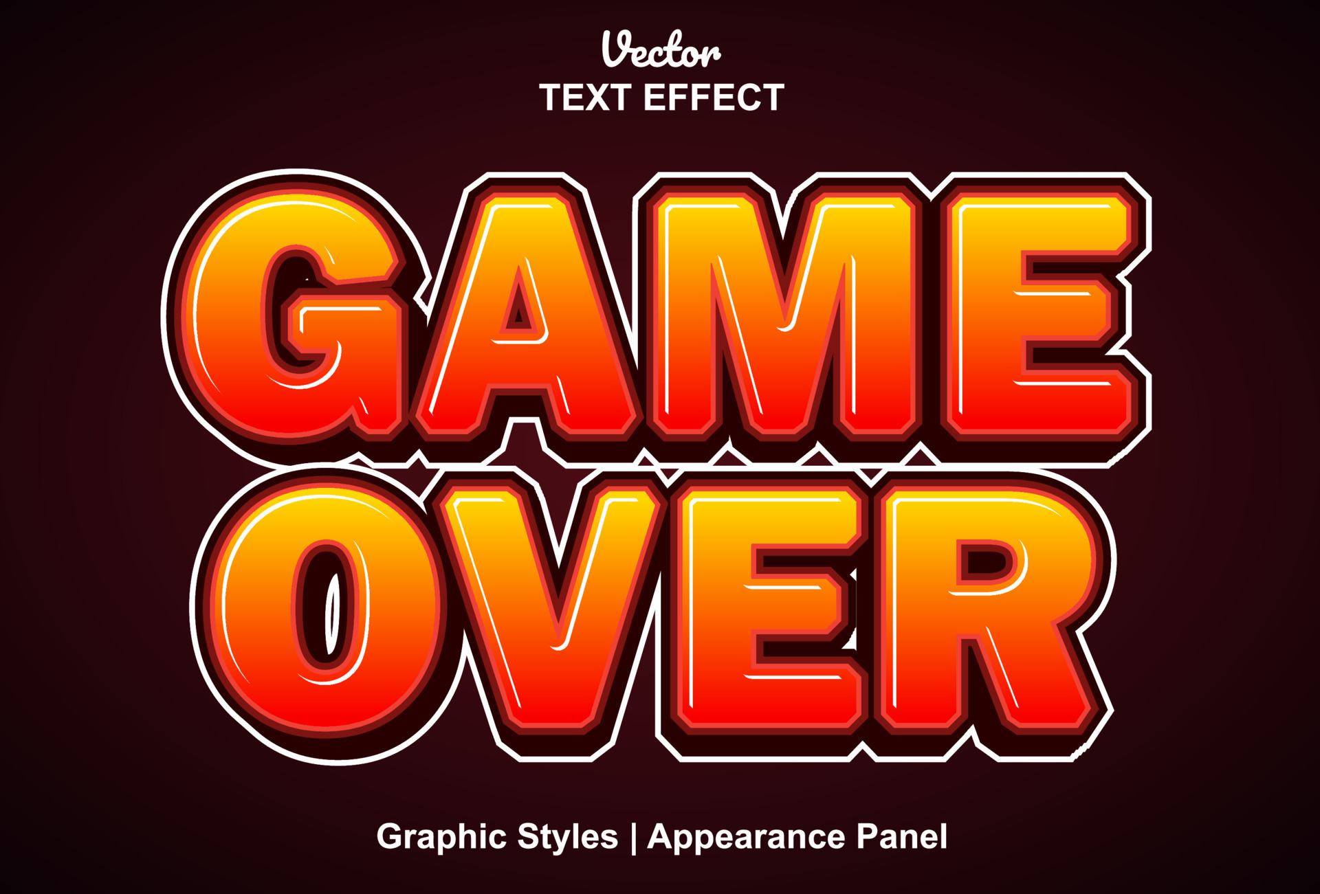 game over text effect with graphic style and editable. 13476617 Vector
