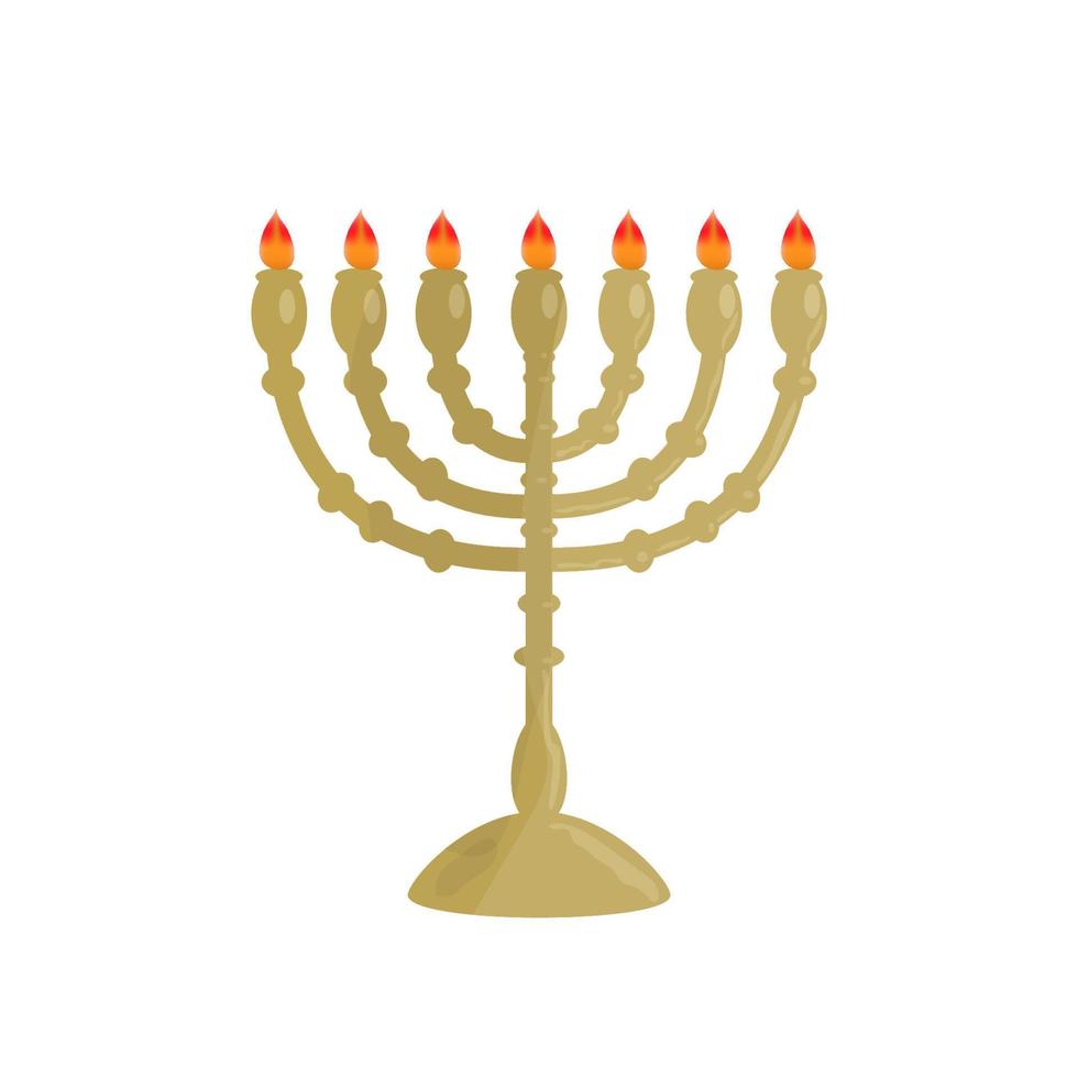 Traditional Jewish golden candlestick for seven candles - Menorah. vector