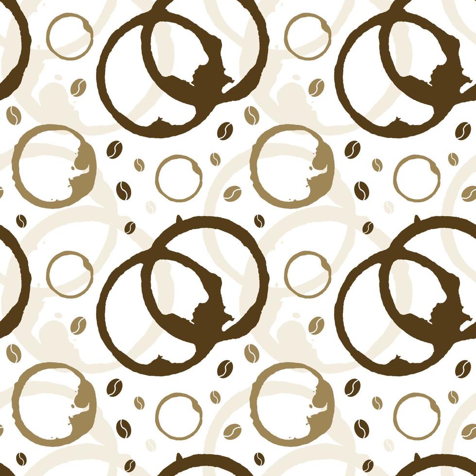 Pattern with brown circle spots. Dirty cup splash three rings stain or coffee stamp vector