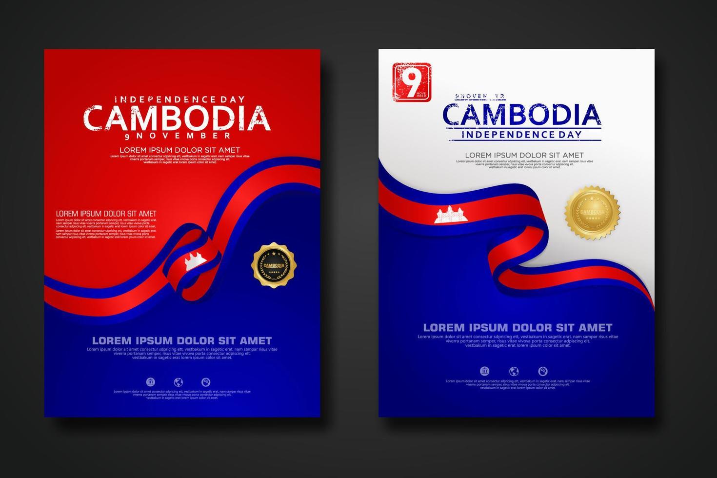 Set, poster, design, Cambodia, Independence, Day, background, template vector