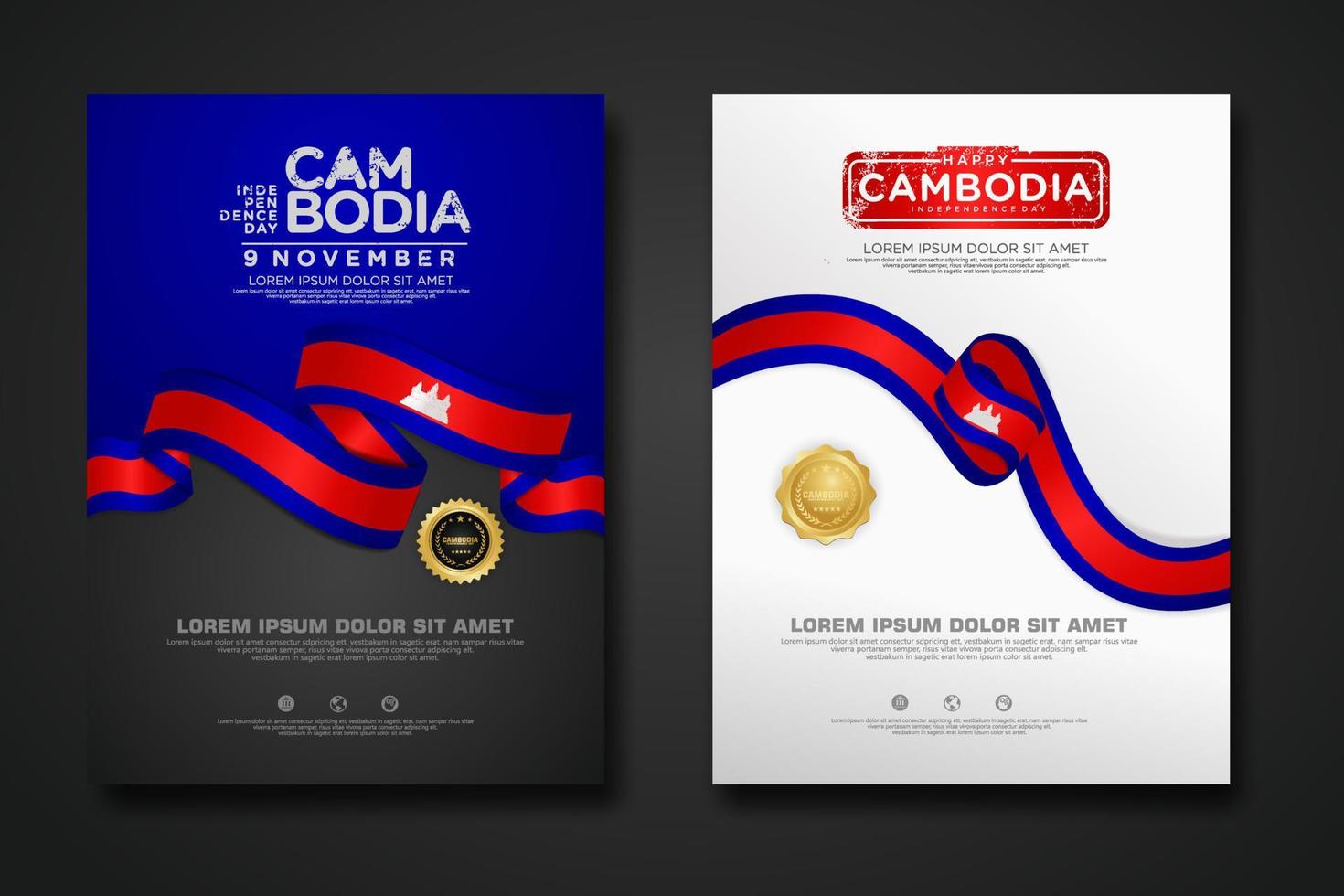 Set poster design Cambodia Independence Day background template vector