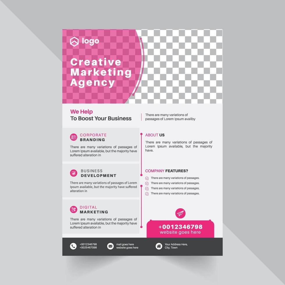 plantilla de diseño de volante corporativo creativo con color púrpura vector