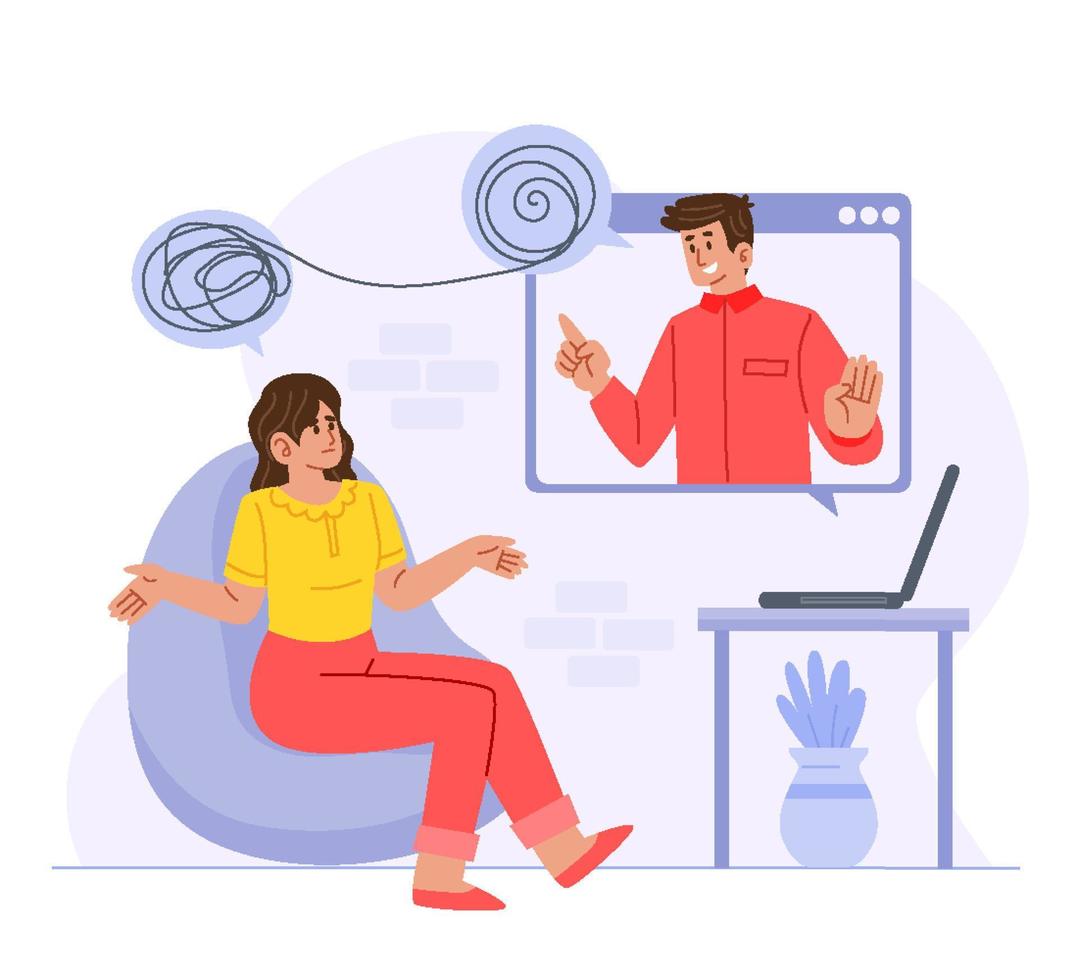Online Counseling Mental Health Concept vector