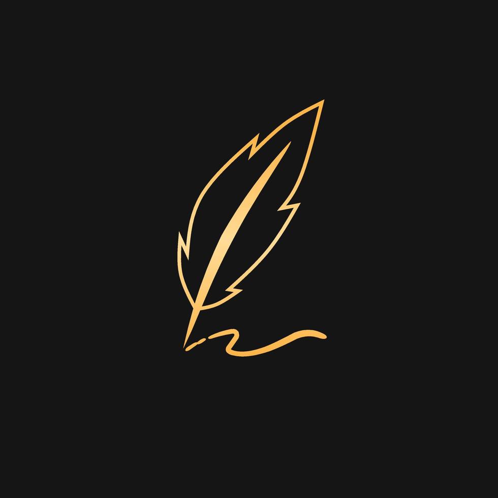 plantilla de logotipo plumas de lujo color dorado vector