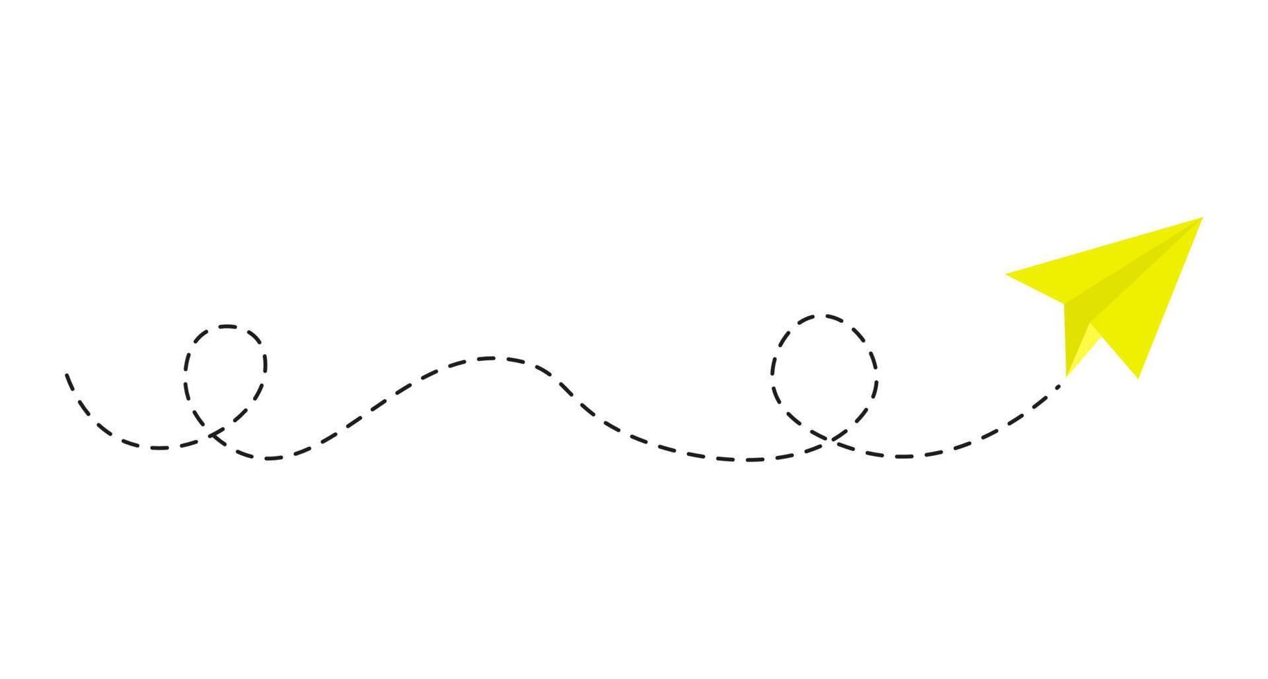 ruta de avión de papel de línea discontinua vector