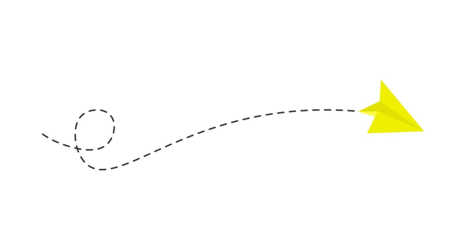 ruta de avión de papel de línea discontinua vector