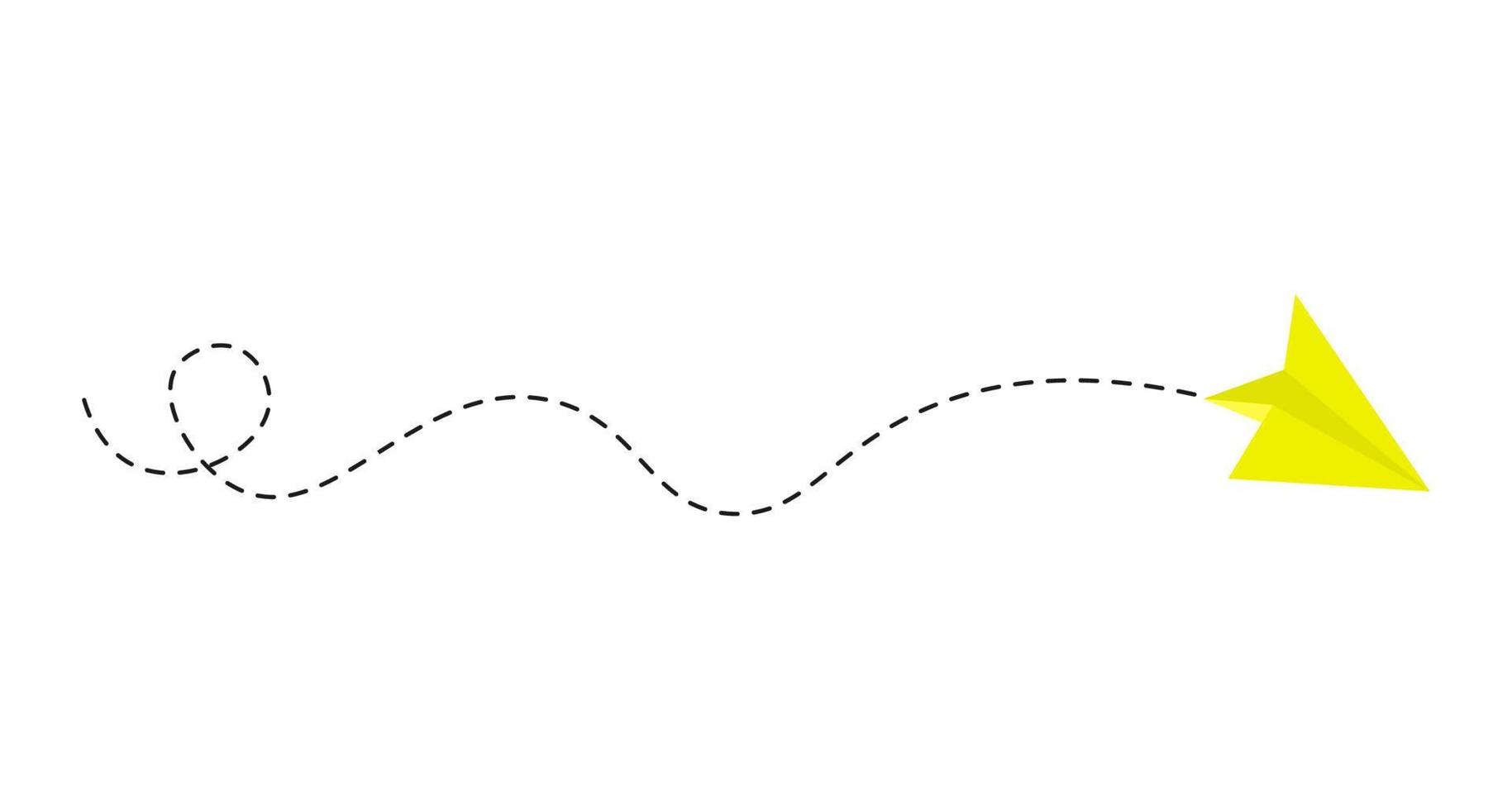 ruta de avión de papel de línea discontinua vector