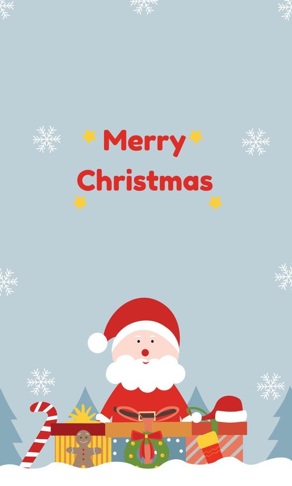 Christmas greeting card with santa claus vector