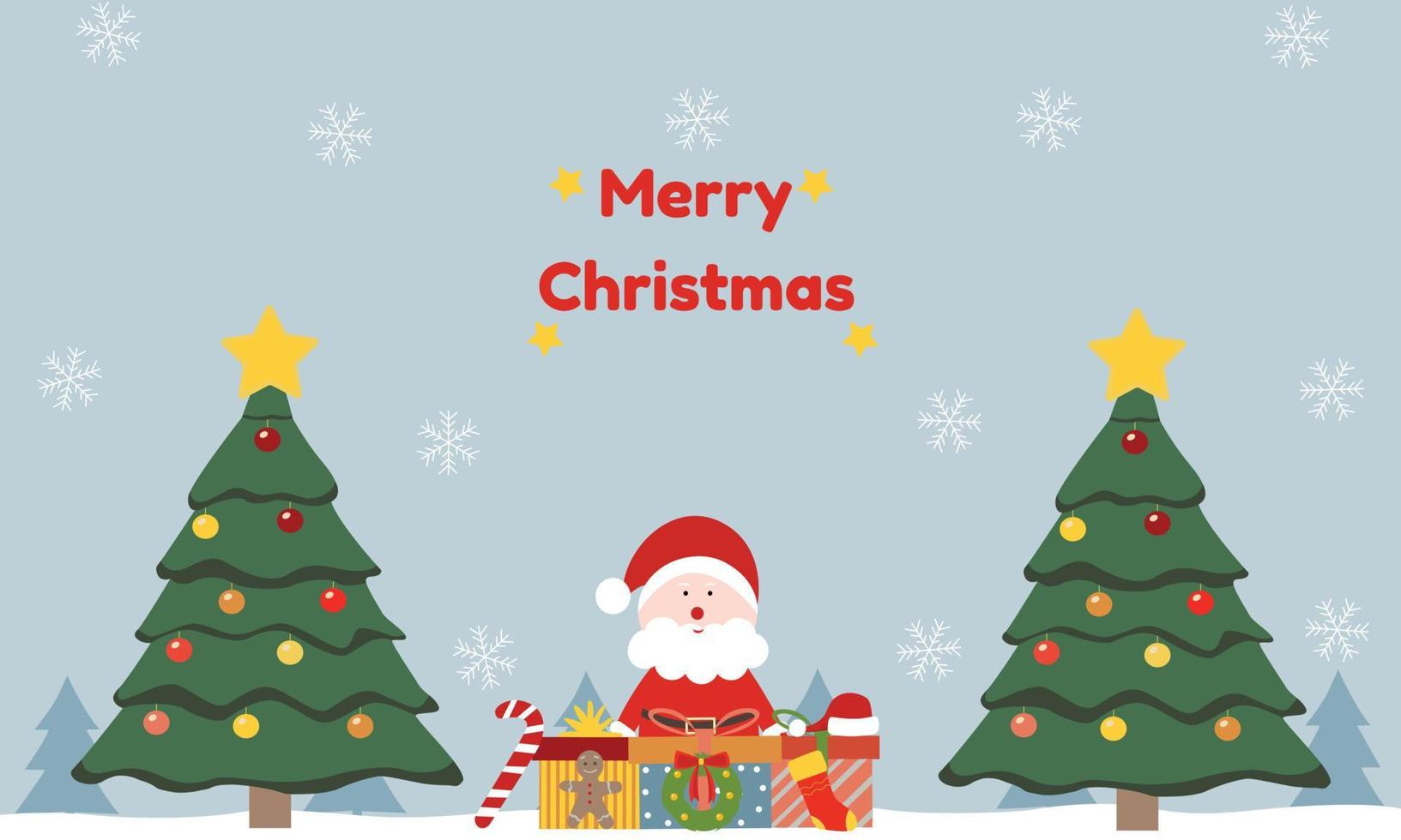 Santa Claus Giving Gift to make christmast card vector