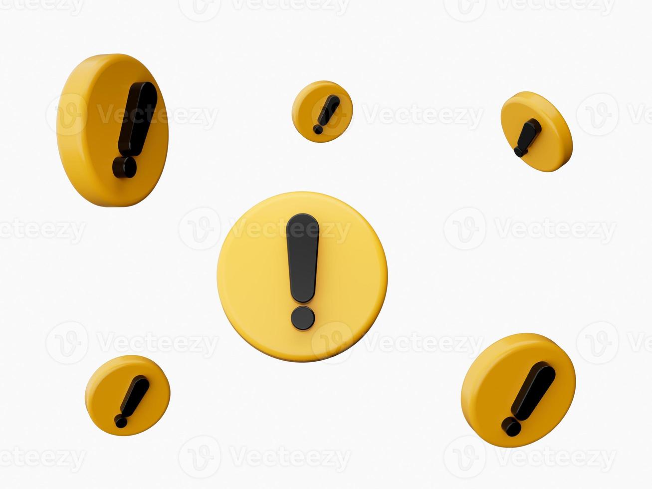 3D yellow warning sign exclamation mark 3d illustration photo