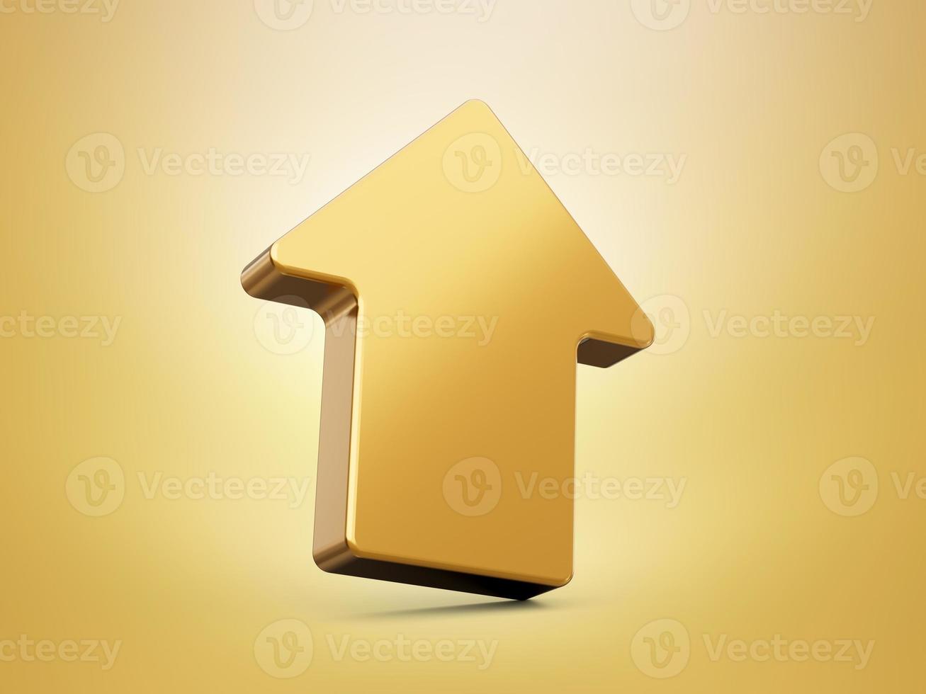 Golden Up arrow isolated background 3d illustration photo